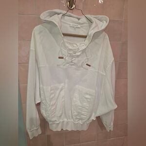 Frame Denim Women's White Lace-Up Hoodie